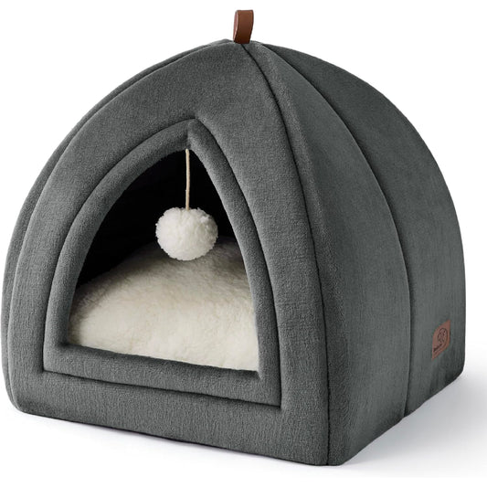 BEDSURE Cat Cave Large Cats, Dark Grey - Foldable Cat Bed