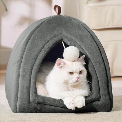 BEDSURE Cat Cave Large Cats, Dark Grey - Foldable Cat Bed