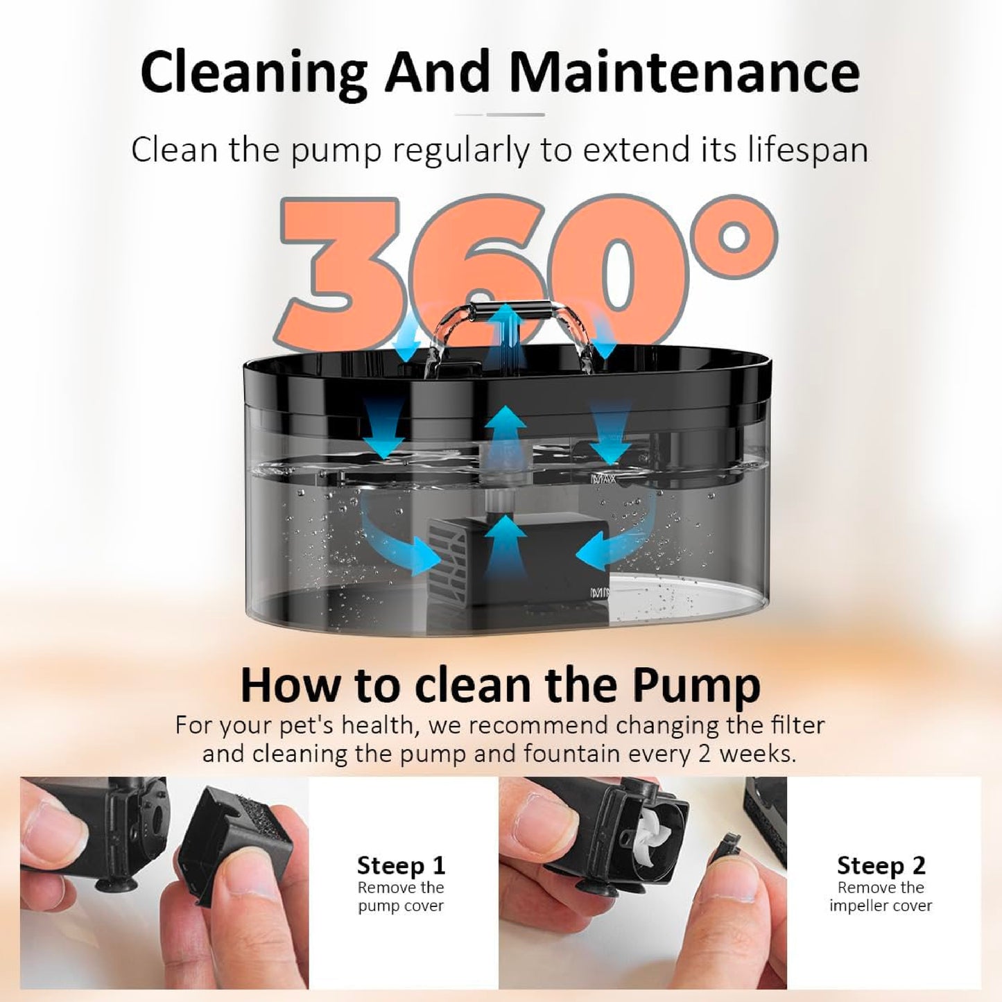 Cat Fountain, Drinking Fountain for Cats, 2.2 L, Cat Fountain for Cats,