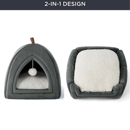 BEDSURE Cat Cave Large Cats, Dark Grey - Foldable Cat Bed