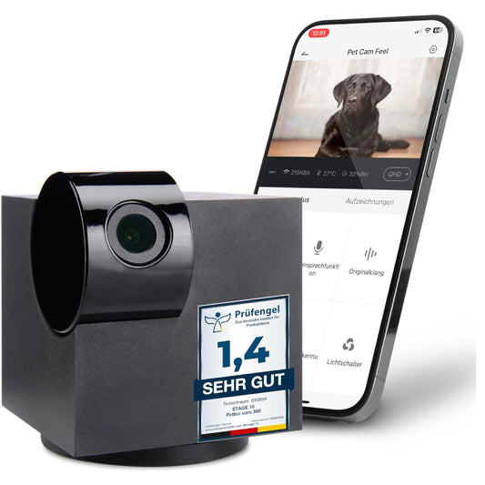 PetTec CCTV Camera Full HD 360° WiFi Night Vision Automatic Noise Detection