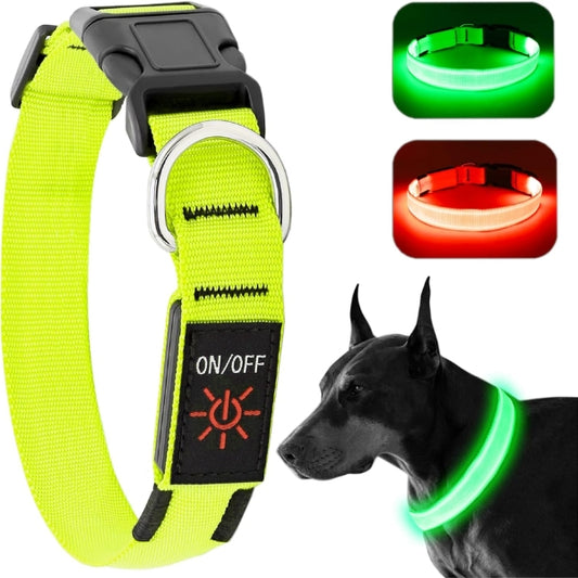 KOSKILL Light-Up Dog Collar, Rechargeable USB LED Dog Collar