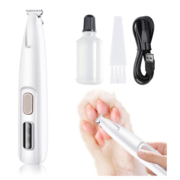 Dog Clipper, Quiet, Dog Hair Trimmer, Paw Trimmer with LED Light, Waterproof Paw Razor
