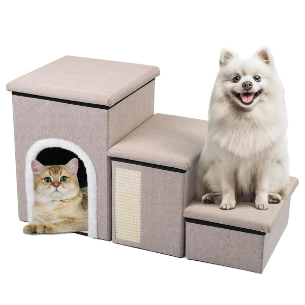 Foldable Dog Stairs for Couch and Bed, 75 L x 35 W x 43 H cm, Pet Stairs for Small/Older/Large Dogs