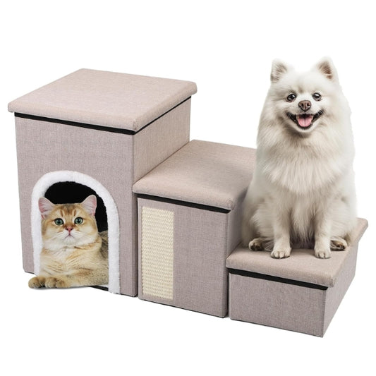 Foldable Dog Stairs for Couch and Bed, 75 L x 35 W x 43 H cm, Pet Stairs for Small/Older/Large Dogs