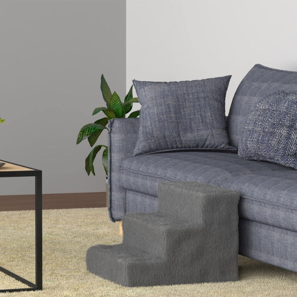 Juskys Pet Stairs, Dog Stairs, 36 cm, 3 Steps, Plush Covered