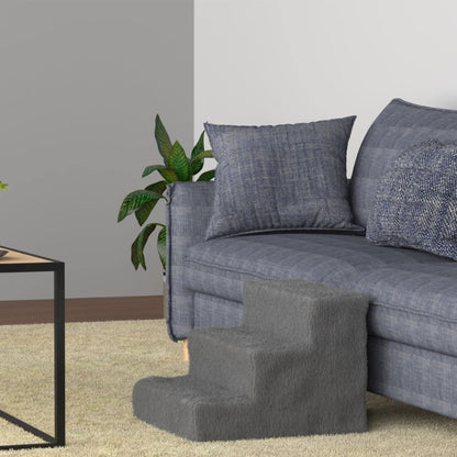 Juskys Pet Stairs, Dog Stairs, 36 cm, 3 Steps, Plush Covered