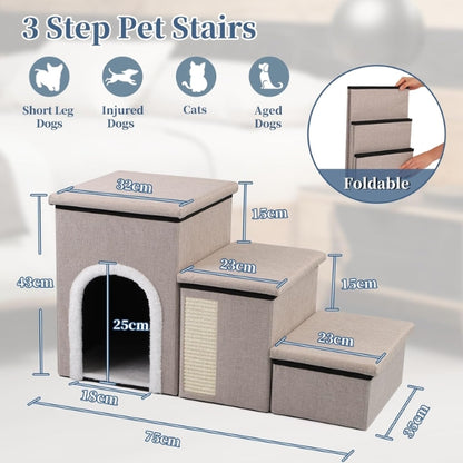 Foldable Dog Stairs for Couch and Bed, 75 L x 35 W x 43 H cm, Pet Stairs for Small/Older/Large Dogs