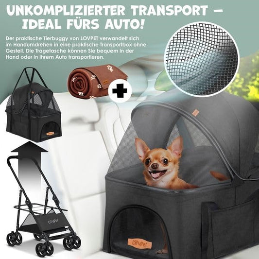 LOVPET® Dog Pram 2-in-1 Dog Buggy Dog Box Transport Bag