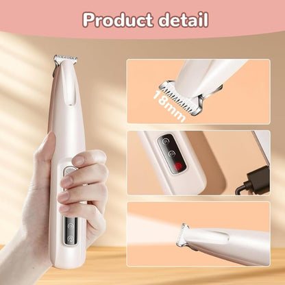 Dog Clipper, Quiet, Dog Hair Trimmer, Paw Trimmer with LED Light, Waterproof Paw Razor