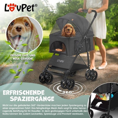 LOVPET® Dog Pram 2-in-1 Dog Buggy Dog Box Transport Bag