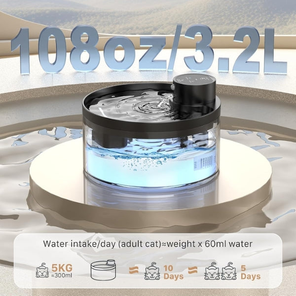 Wireless Cat Fountain: 3.2 L Drinking Fountain for Cats