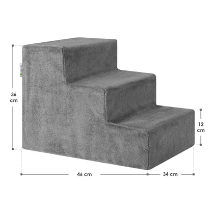 Juskys Pet Stairs, Dog Stairs, 36 cm, 3 Steps, Plush Covered