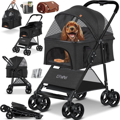 LOVPET® Dog Pram 2-in-1 Dog Buggy Dog Box Transport Bag